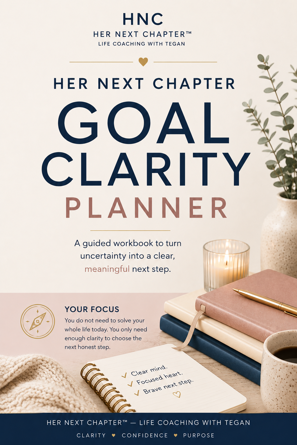 Front cover of the Her Next Chapter Goal Clarity Planner,